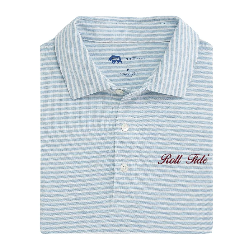 Men's classic fit polo shirt-Roll Tide Vintage Script Row Stripe Icon Polo - Sky