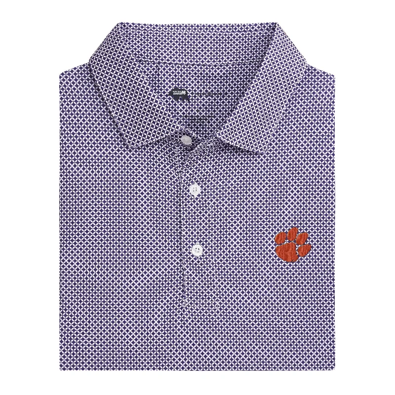 Men's casual polo shirt-Clemson Scope Printed Performance Polo - Purple