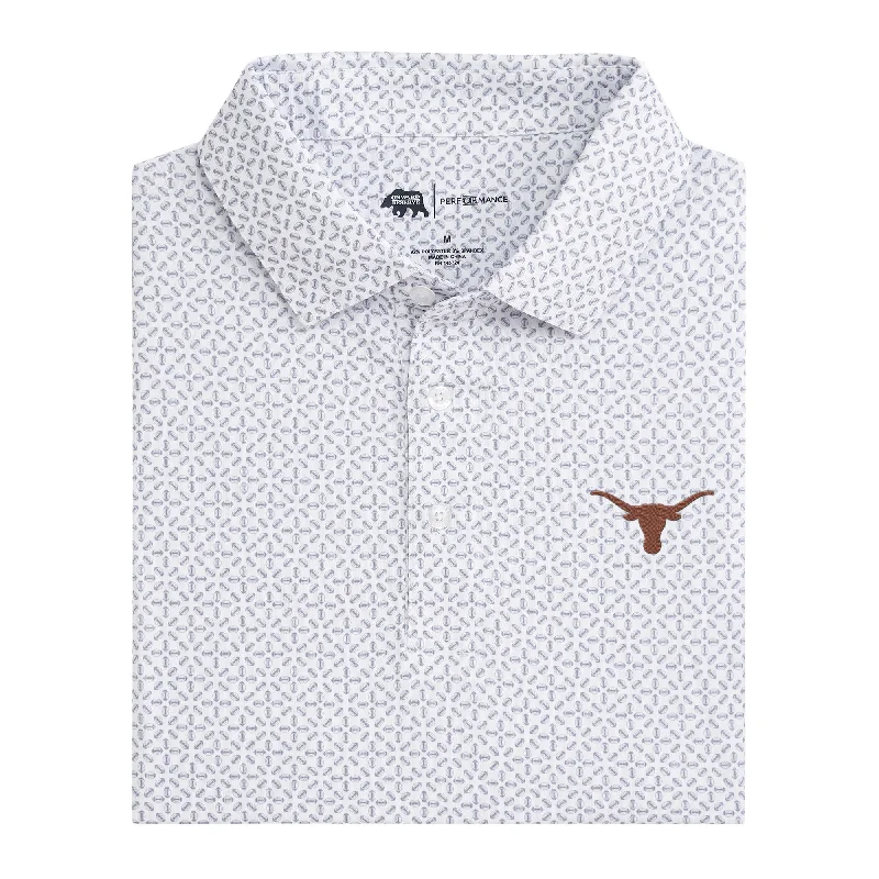 Men's dressy polo shirt-Texas Gameday Printed Performance Polo - White