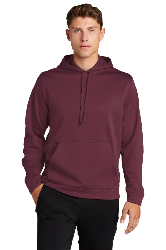 Men's work hoodie-Sport-Tek Mens Sport-Wick Moisture Wicking Fleece Hooded Sweatshirt Hoodie w/ Pouch Pocket - Maroon