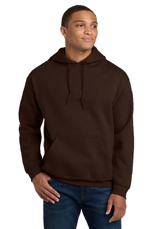 Men's value hoodie-Gildan Mens Pill Resistant Hooded Sweatshirt Hoodie w/ Pouch Pocket - Dark Chocolate Brown