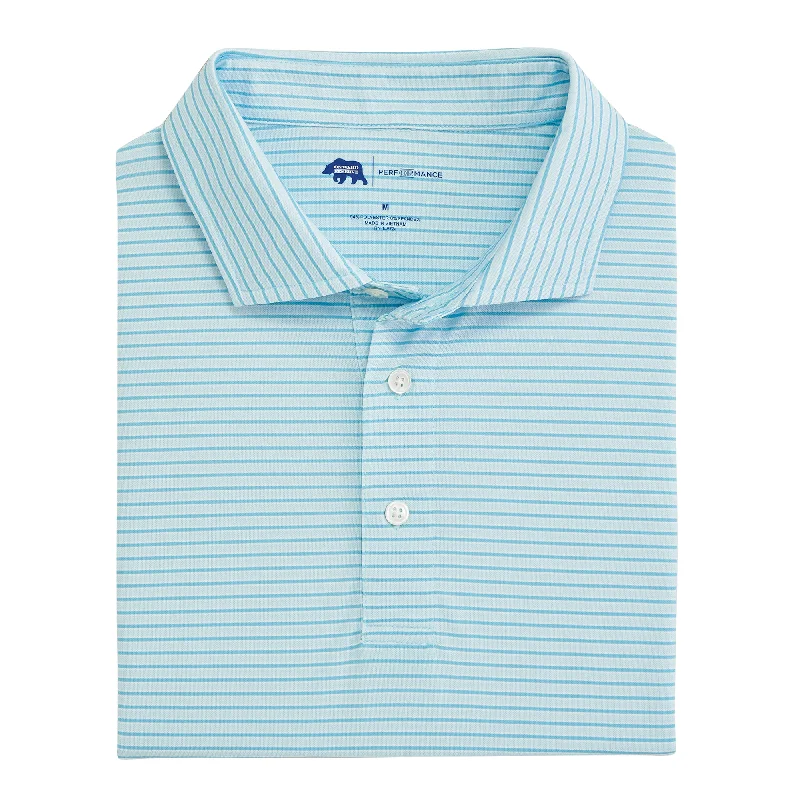 Men's Relaxed Fit T-Shirt -Trophy Stripe Performance Pique - Delicate Blue