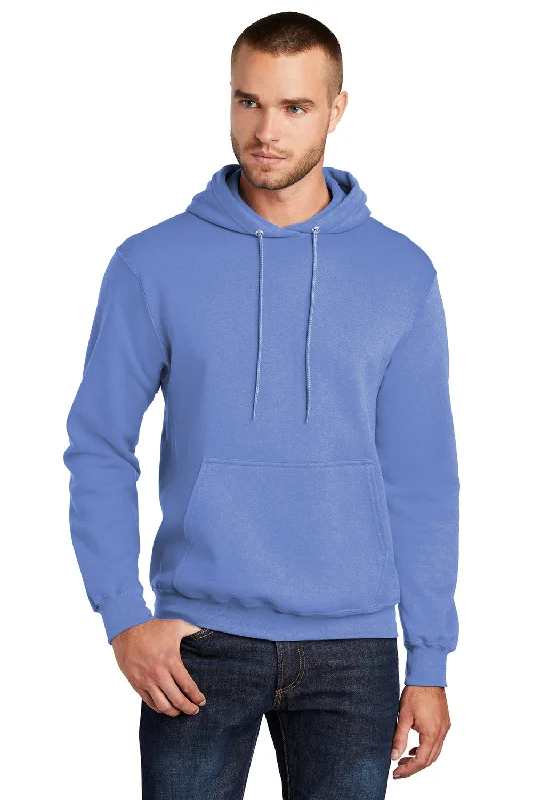 Men's breathable hoodie-Port & Company Mens Core Pill Resistant Fleece Hooded Sweatshirt Hoodie w/ Pouch Pocket - Carolina Blue