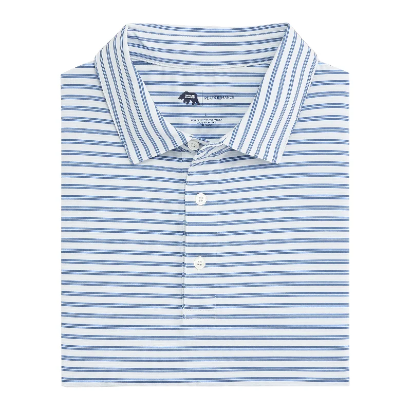 Men's Casual Statement T-Shirt -Wedge Stripe Performance Polo - Federal Blue