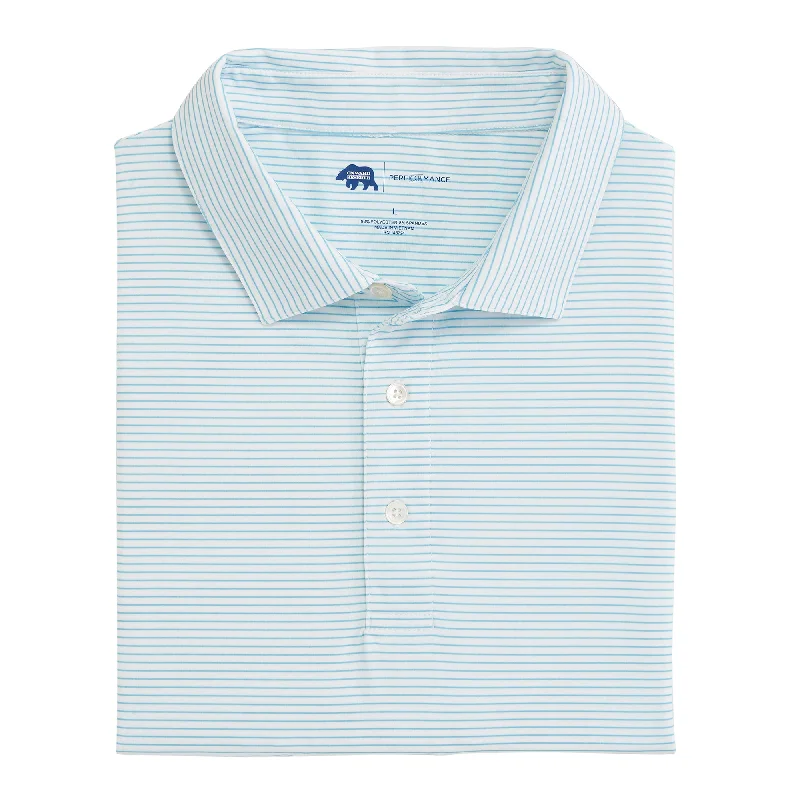 Men's Retro T-Shirt -Birdie Stripe Performance Polo - Cabana Blue