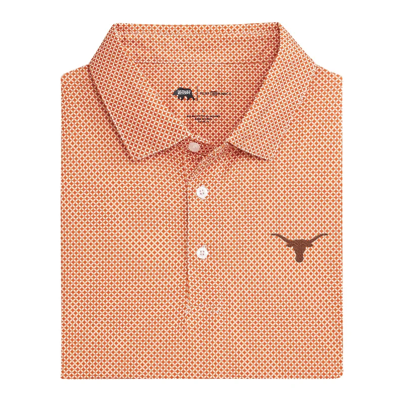 Men's slim fit polo shirt-Texas Scope Printed Performance Polo - Longhorn Orange