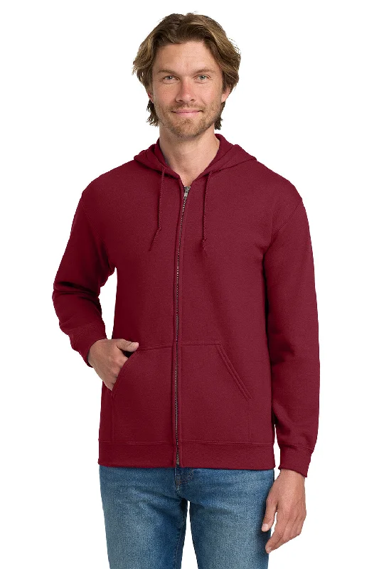 Men's fair trade hoodie-Gildan Mens Pill Resistant Full Zip Hooded Sweatshirt Hoodie w/ Pockets - Cardinal Red