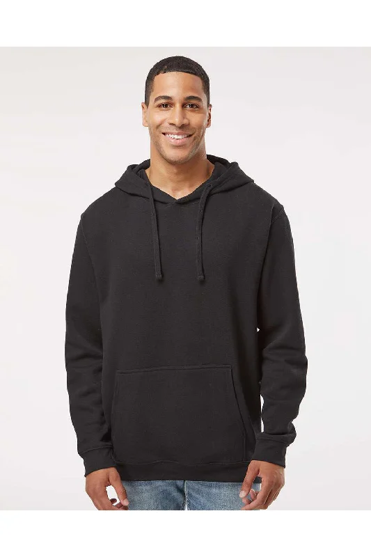 Men's soft hoodie-LAT Mens Elevated Fleece Basic Hooded Sweatshirt Hoodie w/ Pouch Pocket - Black