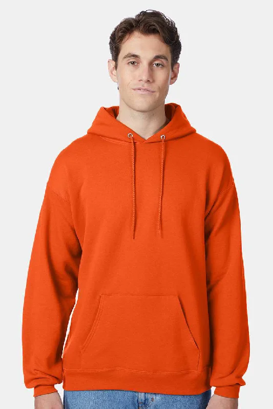 Men's waterproof hoodie-Hanes Mens EcoSmart Print Pro XP Pill Resistant Hooded Sweatshirt Hoodie w/ Pouch Pocket - Orange