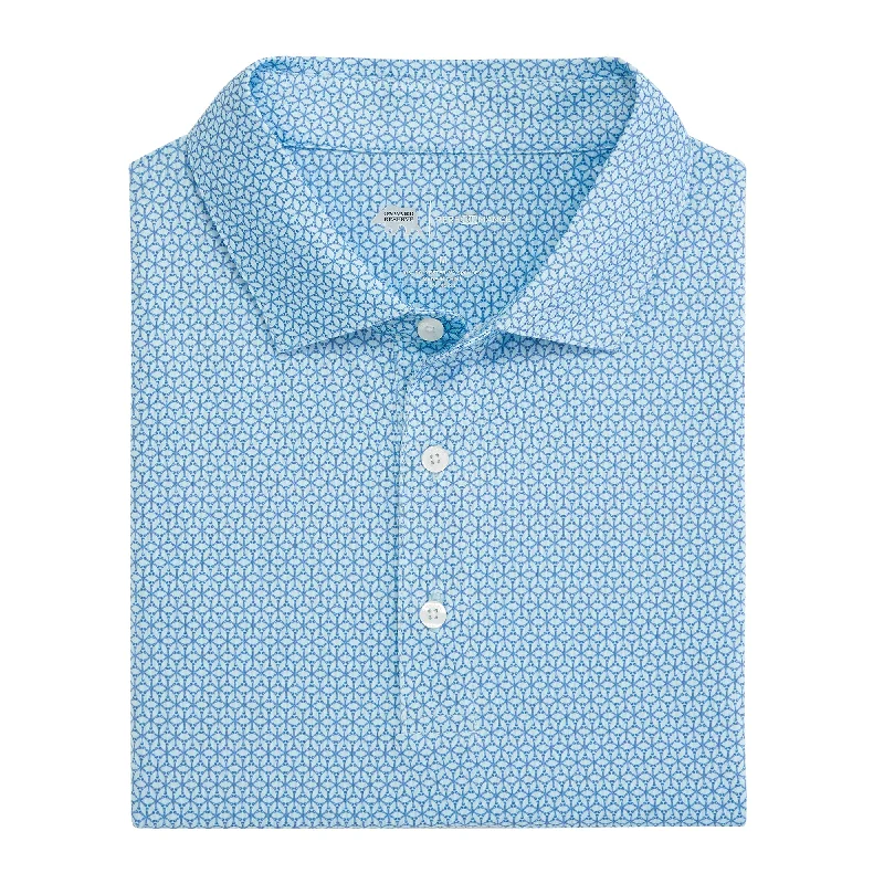 Men's Soft Fabric T-Shirt -Out Of Office Printed Performance Polo - Delicate Blue