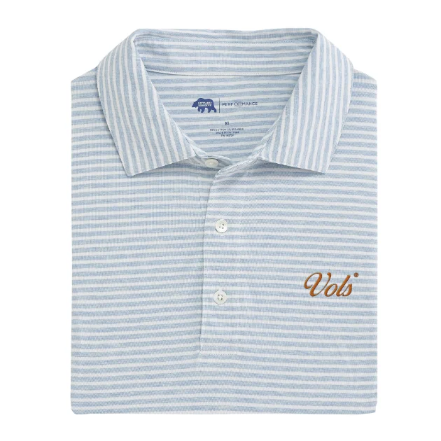 Men's comfortable polo shirt-Vols Vintage Script Row Stripe Icon Polo - Sky