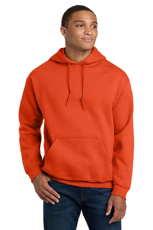 Men's designer hoodie-Gildan Mens Pill Resistant Hooded Sweatshirt Hoodie w/ Pouch Pocket - Orange