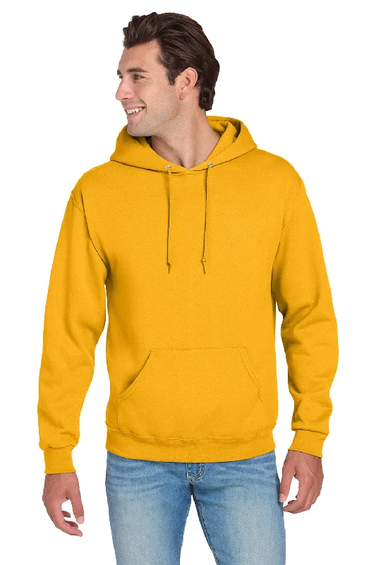 Men's thermal hoodie-Jerzees Mens NuBlend Pill Resistant Fleece Hooded Sweatshirt Hoodie w/ Pouch Pocket - Gold