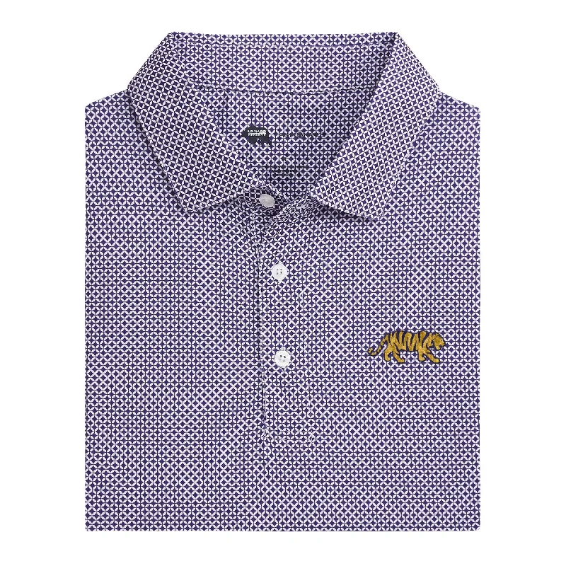 Men's cotton polo shirt-LSU Scope Printed Performance Polo - Purple