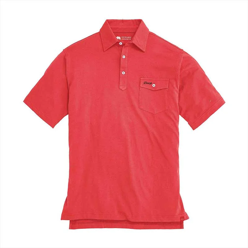 Men's everyday polo shirt-Dawgs Vintage Script Old School Polo - Red