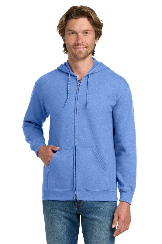 Men's hemp hoodie-Gildan Mens Pill Resistant Full Zip Hooded Sweatshirt Hoodie w/ Pockets - Carolina Blue