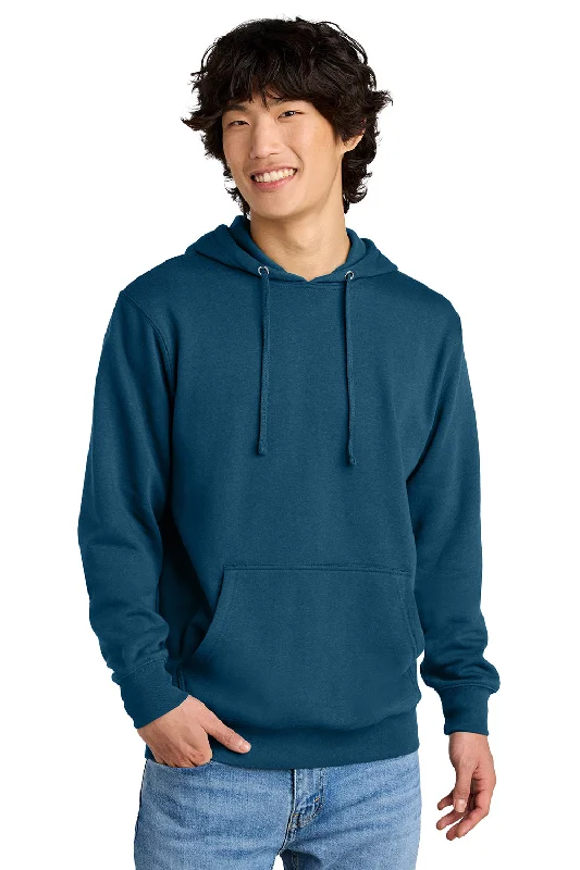 Men's spring hoodie-District Mens Very Important Fleece Hooded Sweatshirt Hoodie w/ Pouch Pocket - Neptune Blue