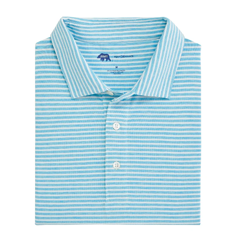 Men's T-Shirt With Slogan -Row Stripe Icon Polo - Cabana Blue