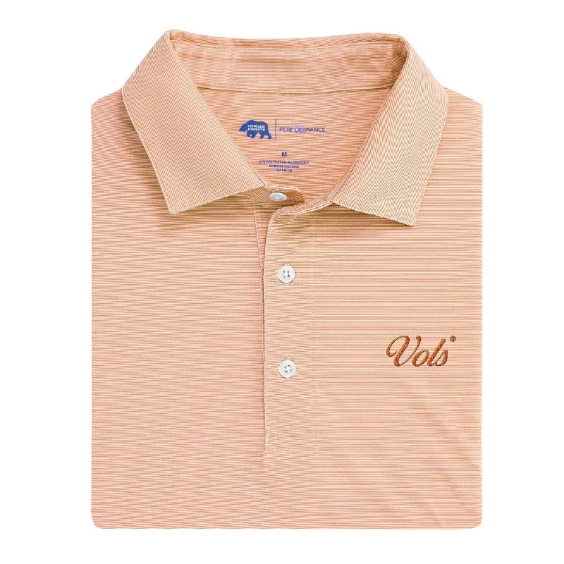 Men's sporty casual polo shirt-Vols Vintage Script Hairline Stripe Performance Polo - Orange