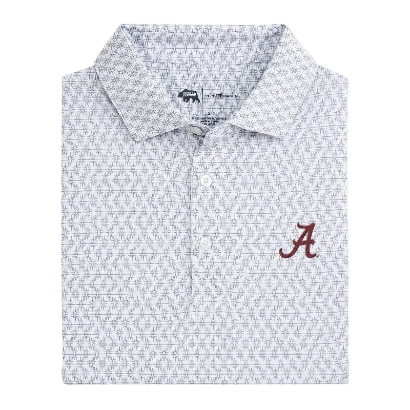 Men's printed polo shirt-Alabama Tents Printed Performance Polo - White