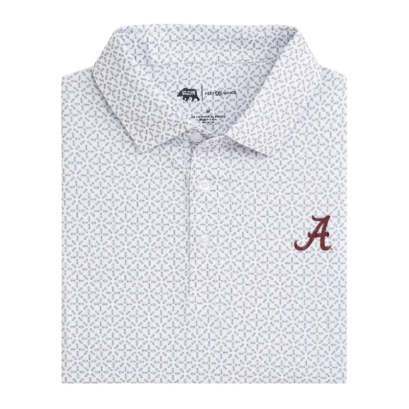 Men's travel polo shirt-Alabama Gameday Printed Performance Polo - White