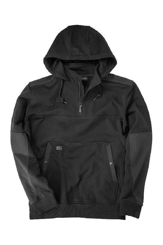 Men's durable hoodie-Dri Duck Mens Mission Fleece Water Resistant 1/4 Zip Hooded Sweatshirt Hoodie w/ Pouch Pocket - Black