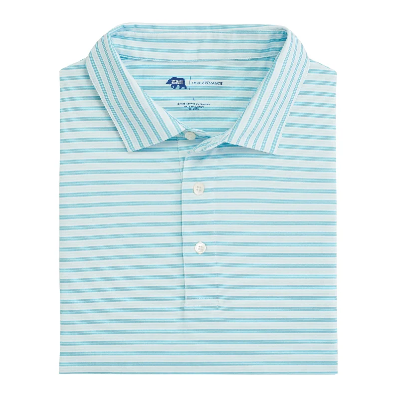 Men's Trendy T-Shirt -Wedge Stripe Performance Polo - Cabana Blue