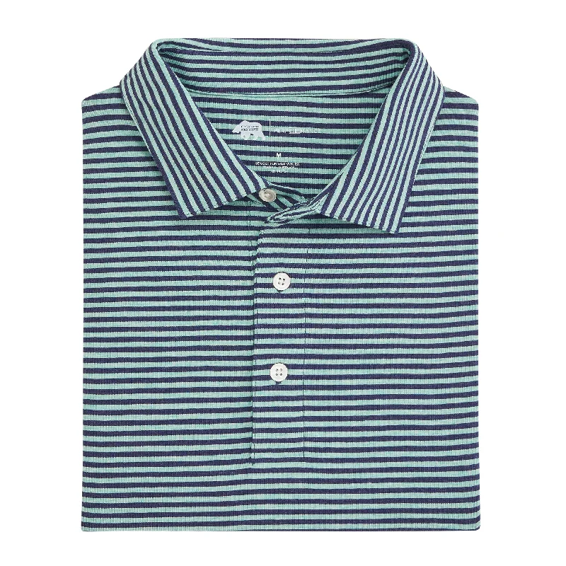 Men's Graphic Print T-Shirt -Row Stripe Icon Polo - Seafoam