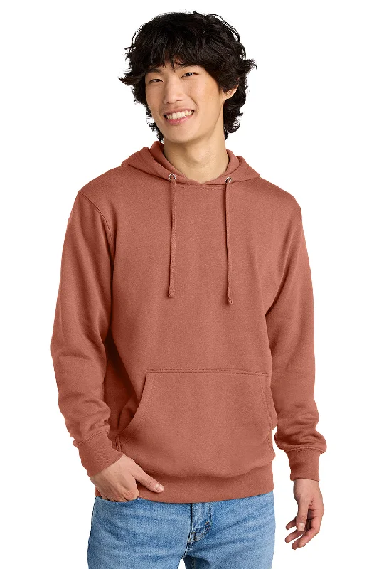 Men's anti-odor hoodie-District Mens Very Important Fleece Hooded Sweatshirt Hoodie w/ Pouch Pocket - Desert Rose