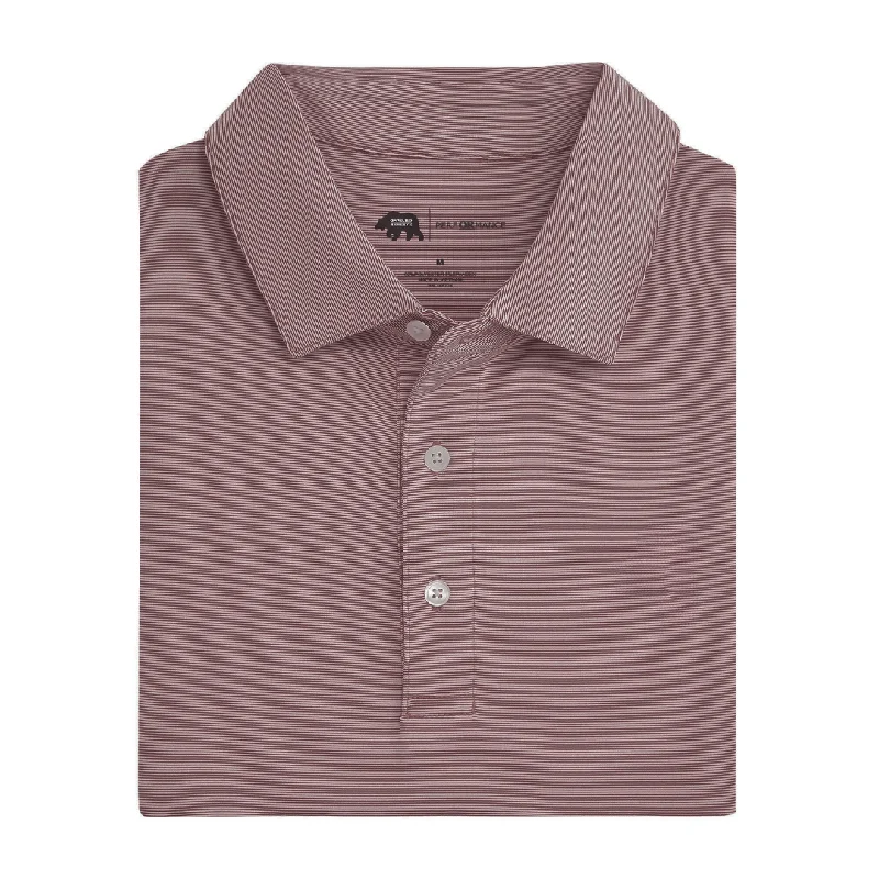 Men's Fitted T-Shirt -Hairline Stripe Performance Polo - Maroon