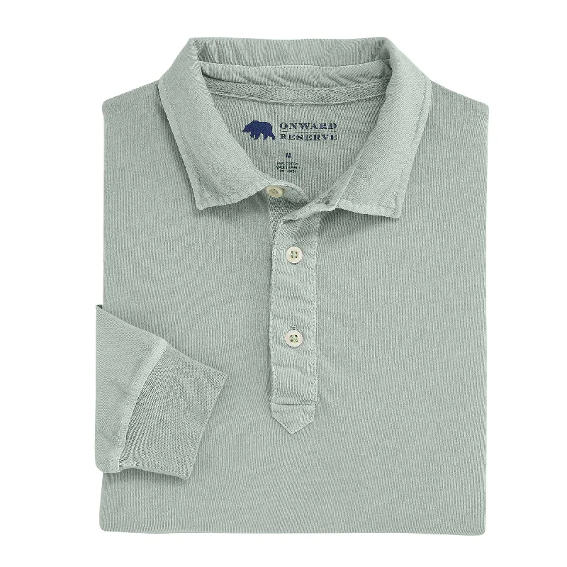 Men's Modern T-Shirt -Perry Long Sleeve Polo - Blue Fox