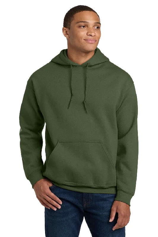 Men's premium hoodie-Gildan Mens Pill Resistant Hooded Sweatshirt Hoodie w/ Pouch Pocket - Military Green