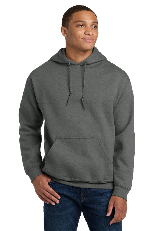 Men's stylish hoodie-Gildan Mens Pill Resistant Hooded Sweatshirt Hoodie w/ Pouch Pocket - Charcoal Grey