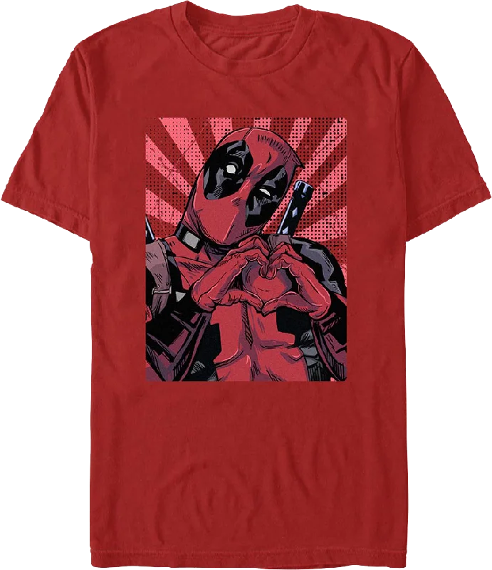 Red Deadpool Heart Hands Marvel Comics T-Shirt