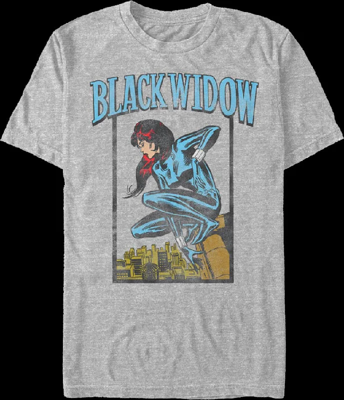 Black Widow Crouching Pose Marvel Comics T-Shirt