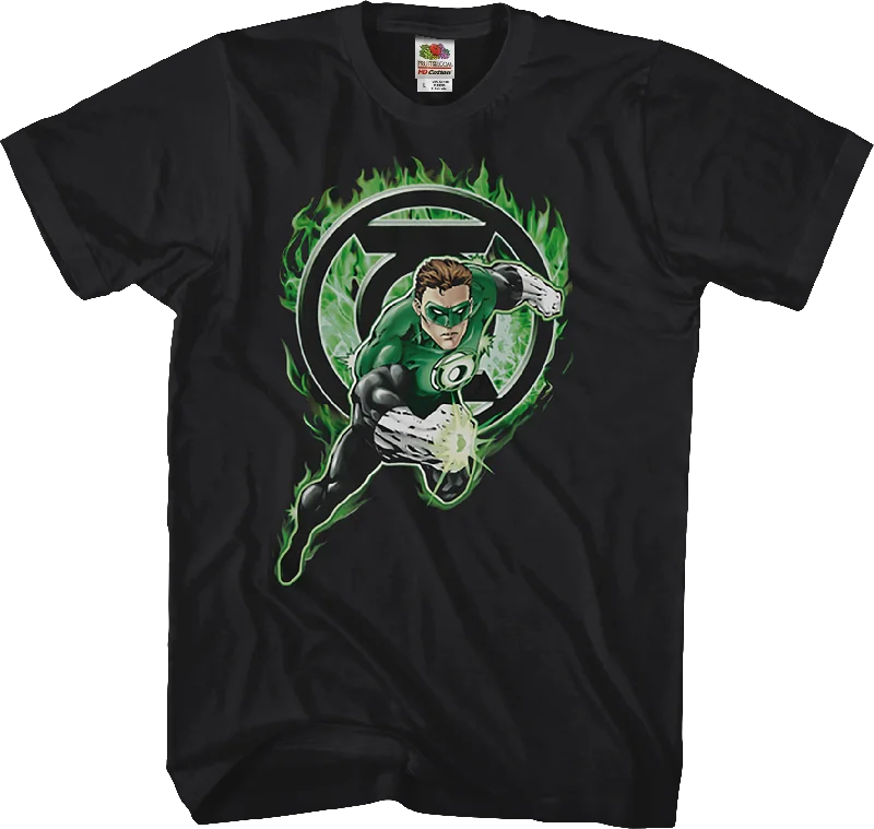 Flaming Logo Green Lantern T-Shirt