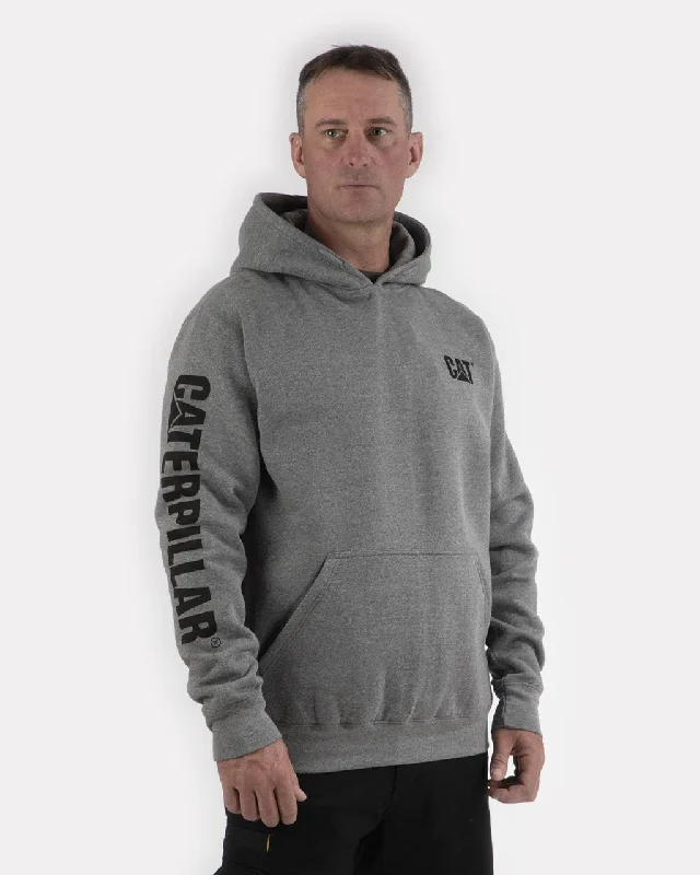 Men's modern hoodie-CAT Men's Banner Logo Hooded Sweatshirt