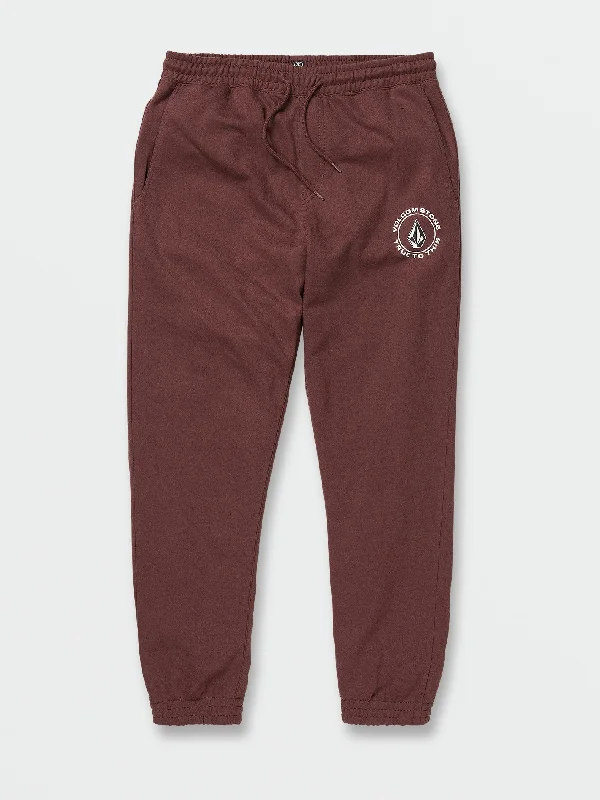 Men's sporty office pants-True To This Fleece Pants - Mahogany