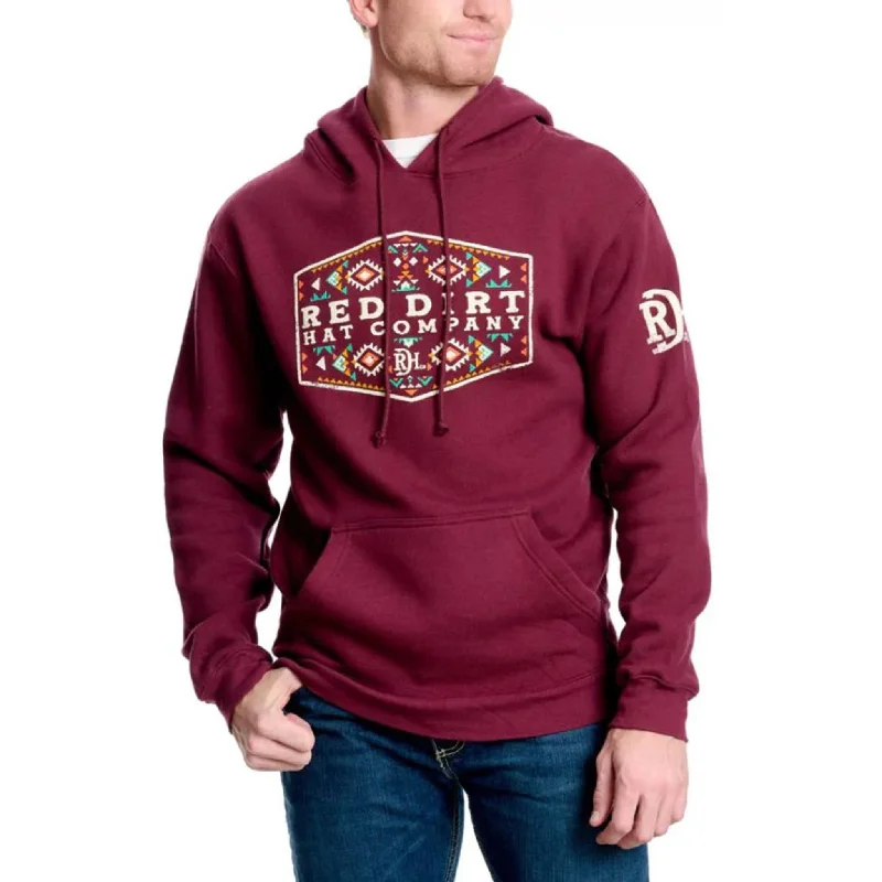 Men's gym hoodie-Red Dirt Men's Cowboy Aztec Hoodie