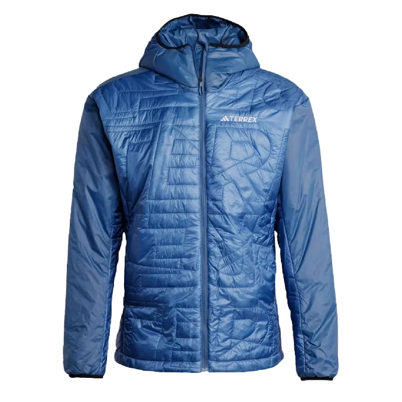 Men's antibacterial windbreaker-Adidas Terrex Xperior Varilite Primaloft Hooded Jacket Wonder Steel