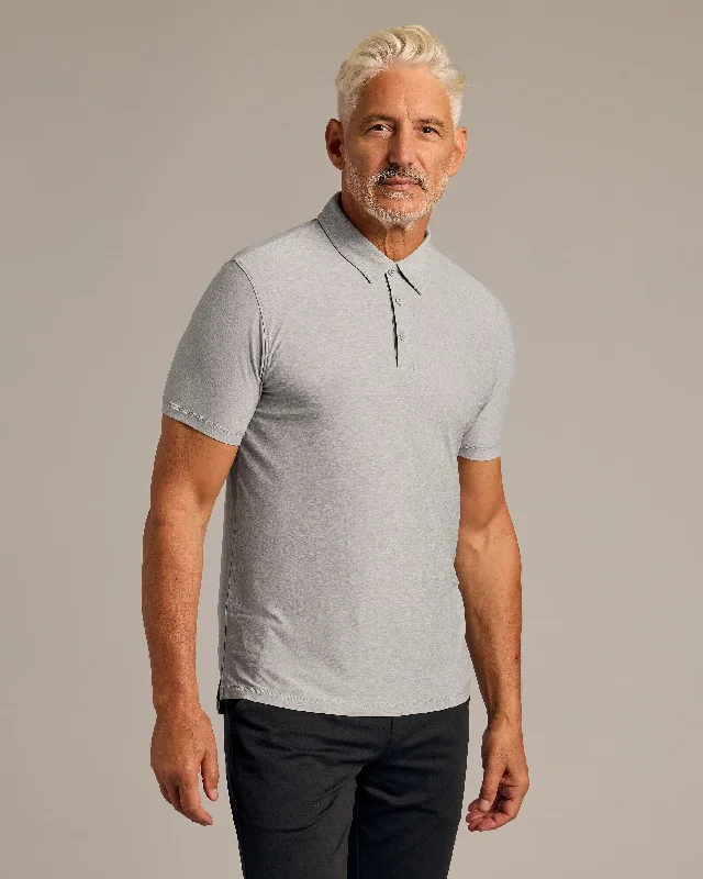 Men's monochrome polo shirt-Light Heather Gray Active Polo 2.0