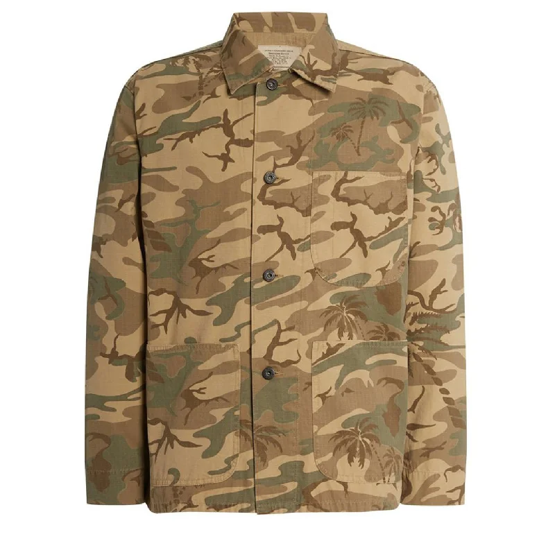 Men's pre-washed rain jacket-RRL by Ralph Lauren Harrison Jacket Green Camo