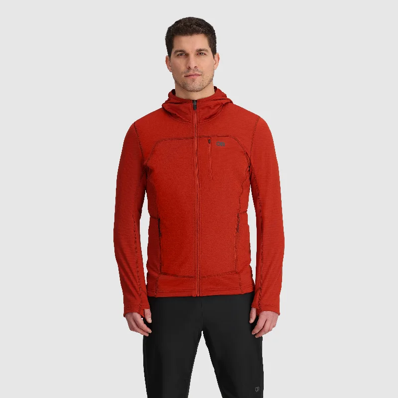 Men's activewear hoodie-Men's Vigor Grid Fleece Full Zip Hoodie