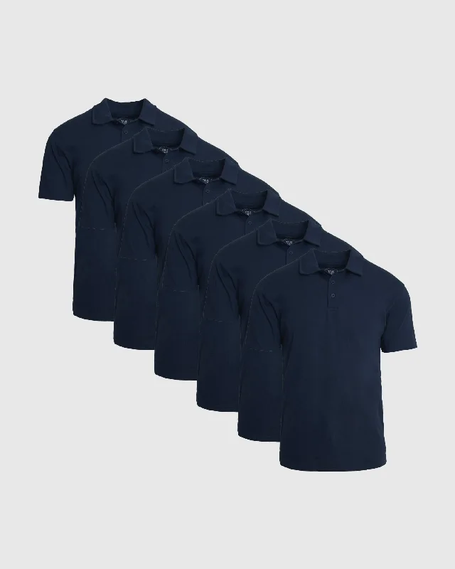 Men's earth tone polo shirt-All Navy Short Sleeve Polo 6-Pack