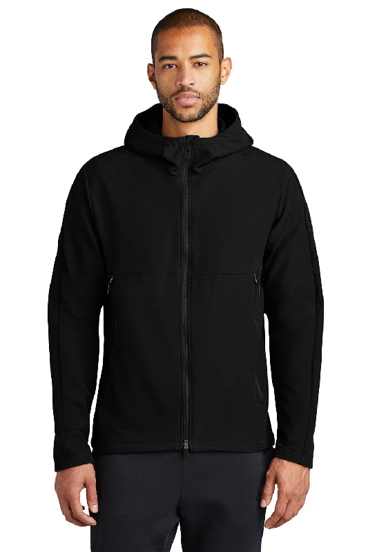 Men's fashion-forward anorak-Nike Mens Moisture Wicking Soft Shell Full Zip Hooded Jacket - Black - New