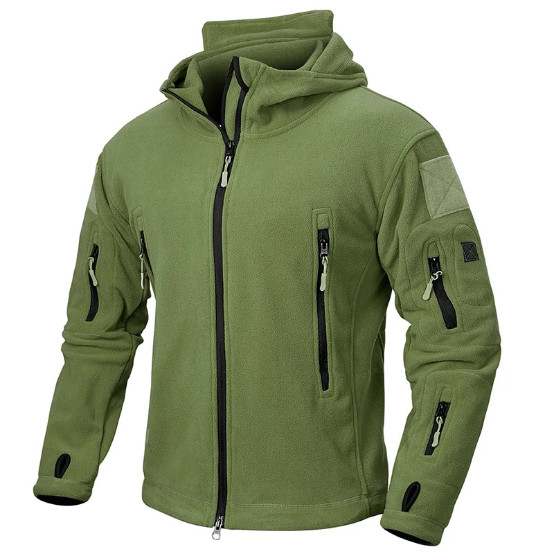 Men's all-season hoodie-Winter Tactical Fleece Jacket Men Warm Polar Outdoor Hoodie Coat Multi-Pocket Casual Full Zip Sport Hiking Jacket