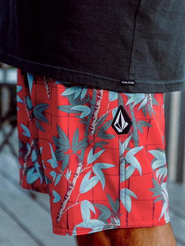 Men's classic shorts-Lido Print Mod-Tech Trunks - Flash Red