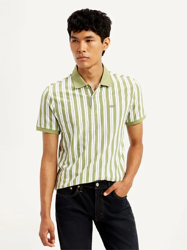 Men's Striped Slim Fit Polo T-Shirt