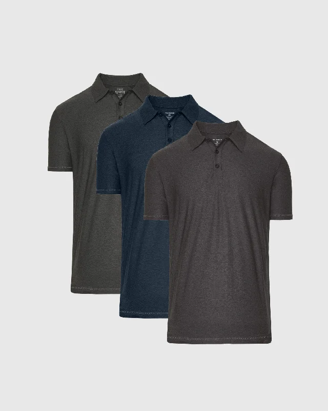 Men's cotton polo shirt-Shadow Active Polo 3-Pack