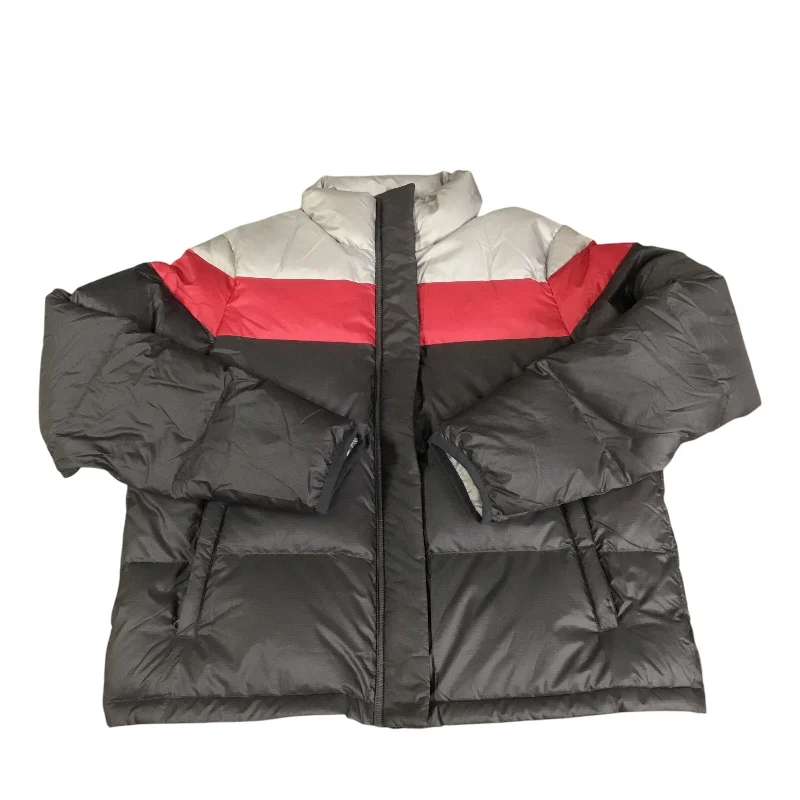 Men's tech-inspired rain jacket-Jacket Puffer & Quilted By Cma In Grey & Red, Size: M